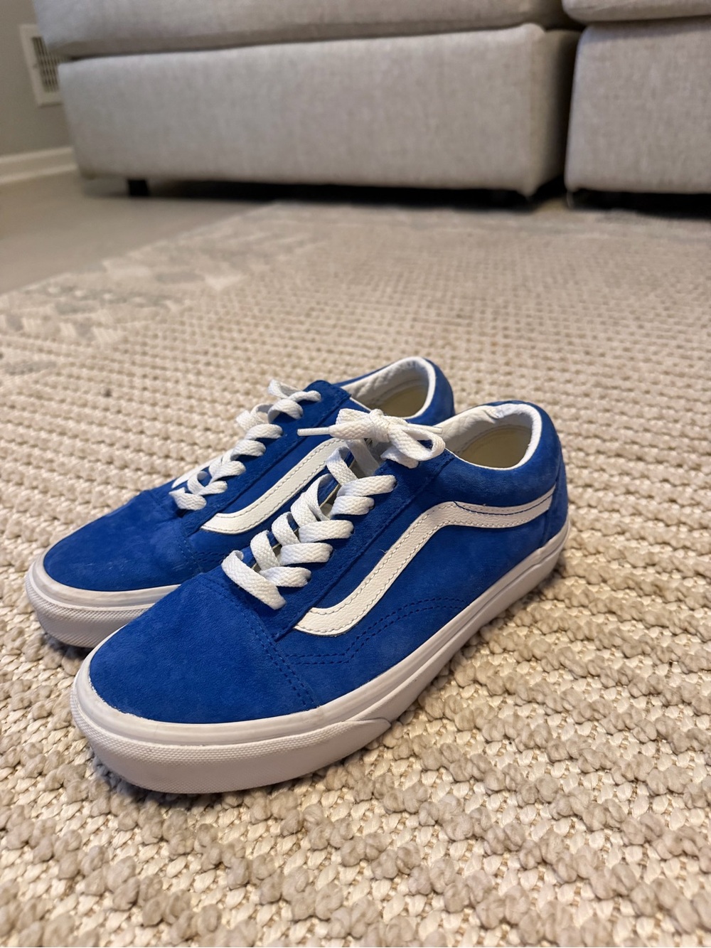 Vans Classic Low-Top Blue Suede Sneakers with White Stripe